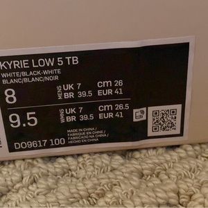 Nike Men's Kyrie Low 5 Basketball Shoes - White, Black & White